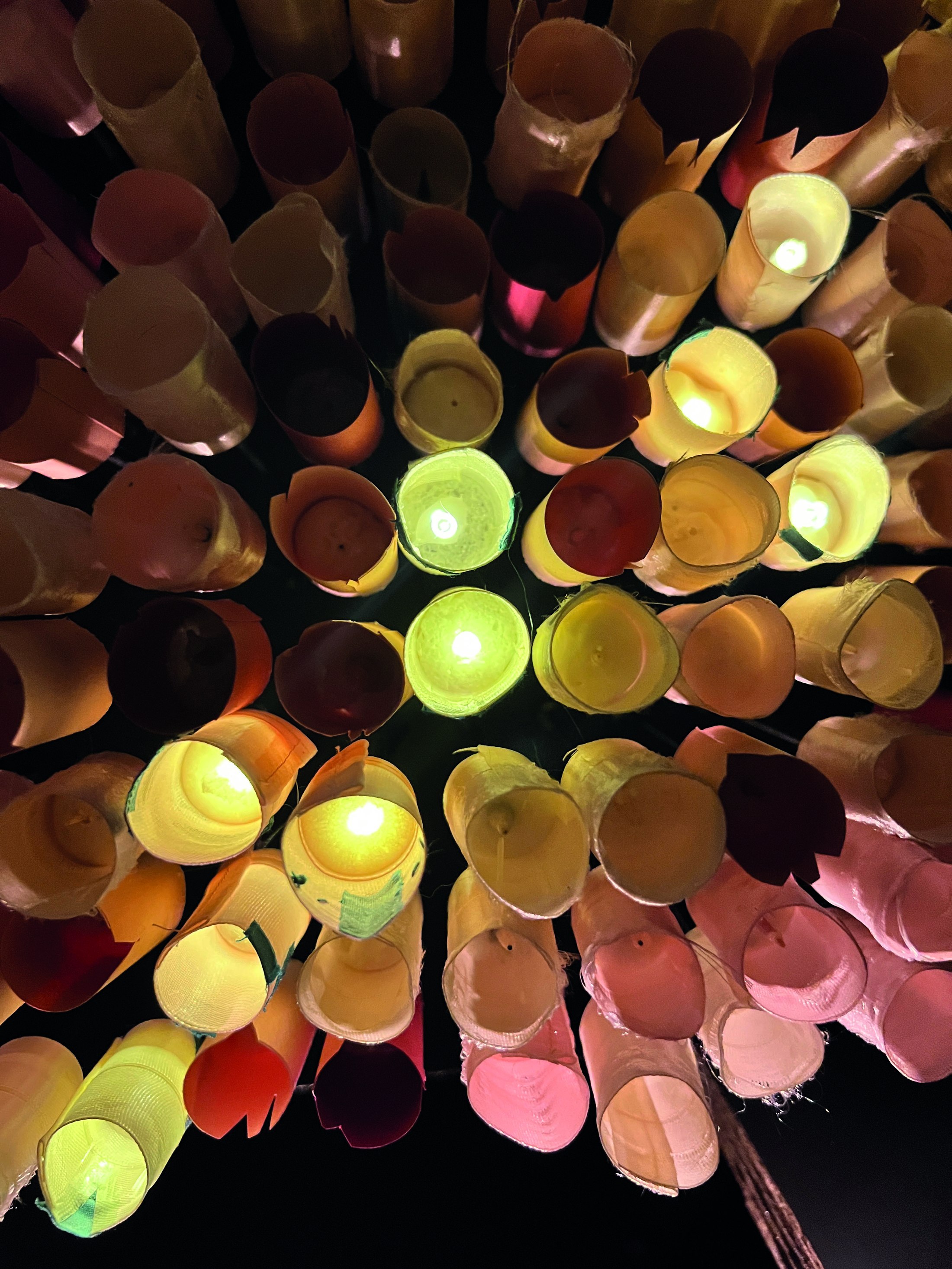 Mottainai — illuminated tubes viewed from below