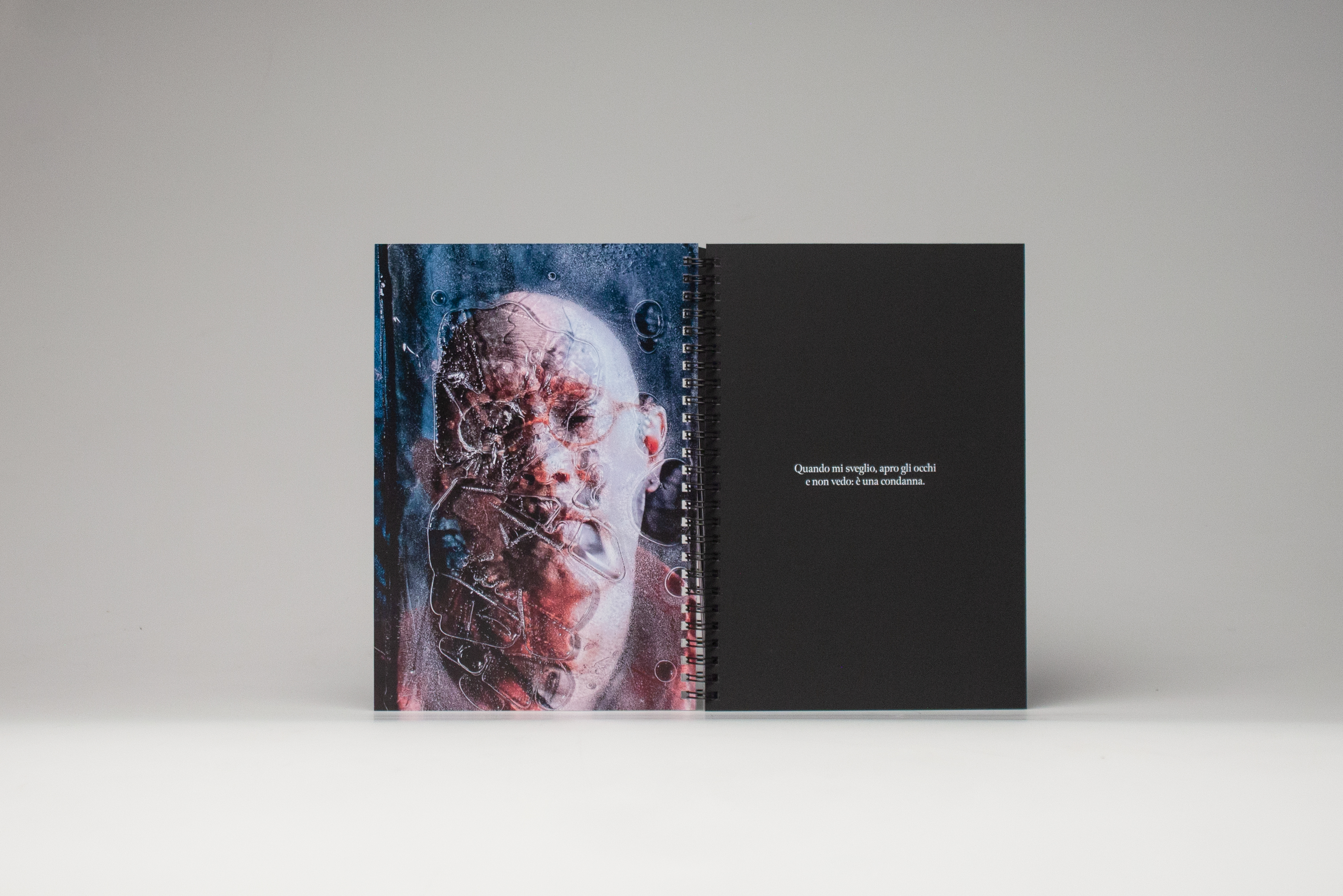 OLTRE — spread with distorted portrait and quote